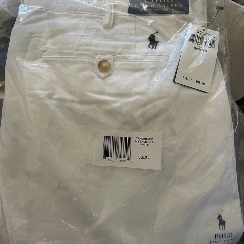 Polo Ralph Lauren Mens Chino Pants Flat Front White Size 36X34 - Picture 5 of 12